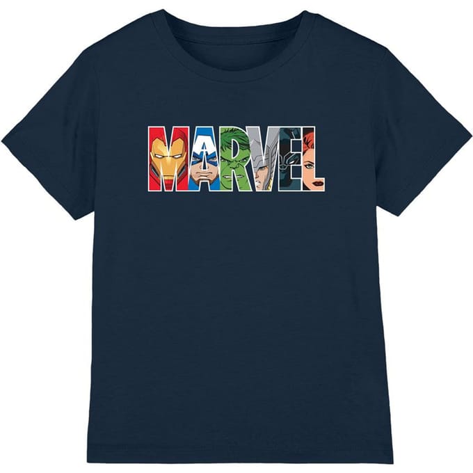 Marvel Kinderen/Kinderfiguurgezichten T-Shirt (Marine)