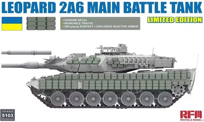 Rye Field Model Modelbouwpakket Militaire voertuigen - 5103 Leopard 2A6 Main Battle Tank - Limited Edition Plastic - 1:35 - Modelbouw