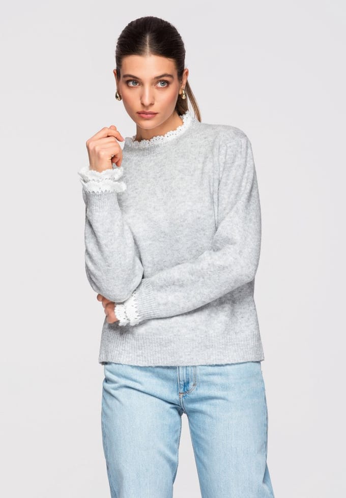 OMBRE Trui - Regular Fit - Lange Mouw - Geen Sluiting Grijs ONESIZE