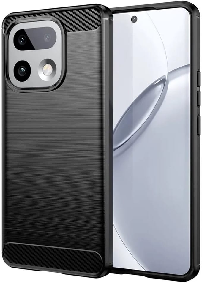 Hoesje geschikt voor Realme 16 Pro Plus - Techsuit Carbon Silicone Back Cover - Zwart