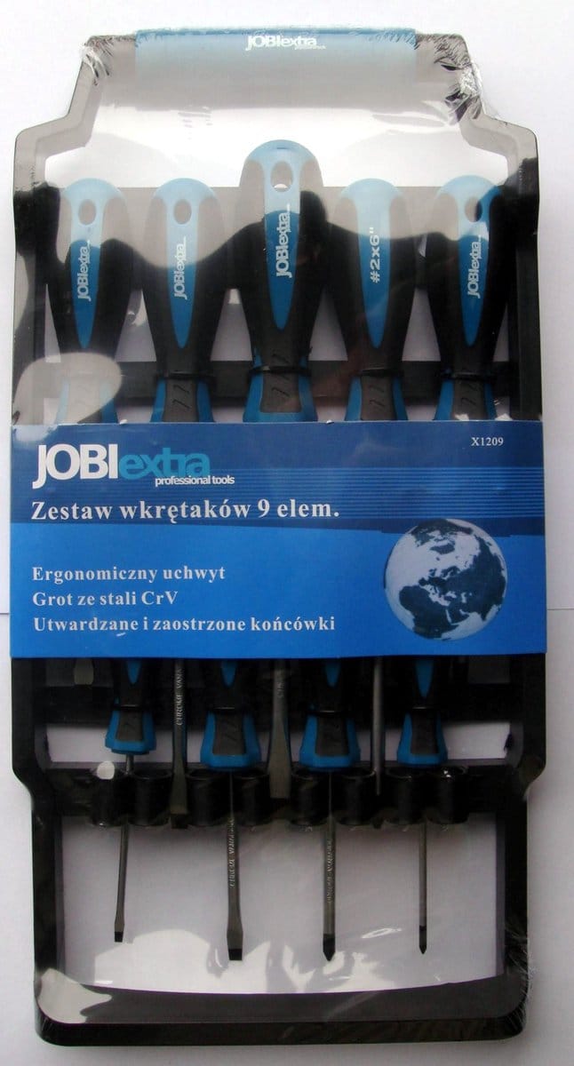 JOBIextra X1209 Serie - Schroevendraaier Set - 9 Stuks - CrV Staal - Ergonomische Handgreep
