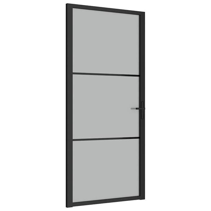 vidaXL - Binnendeur - 93x201,5 - cm - matglas - en - aluminium - zwart