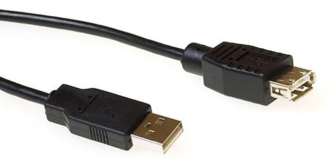 Kabel ACT USB 2.0 A male - USB A female zwart 3 meter
