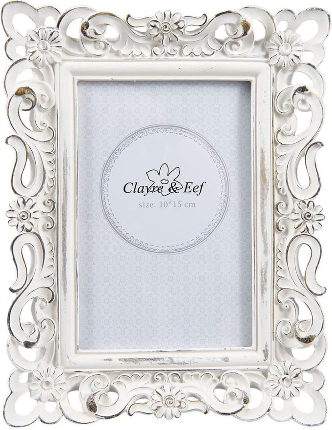 Clayre & Eef Fotolijst 10x15 cm Wit Kunststof