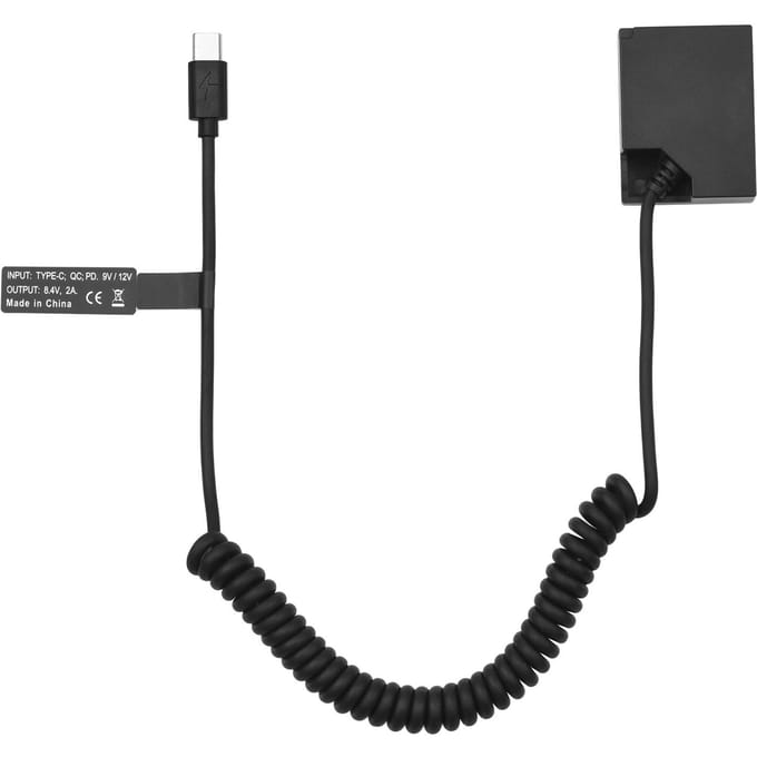 Andoer NP-W126 Dummy Batterij USB-C Koppelingsadapter Dummy Batterij Koppeling met USB Type-C Veer zwart