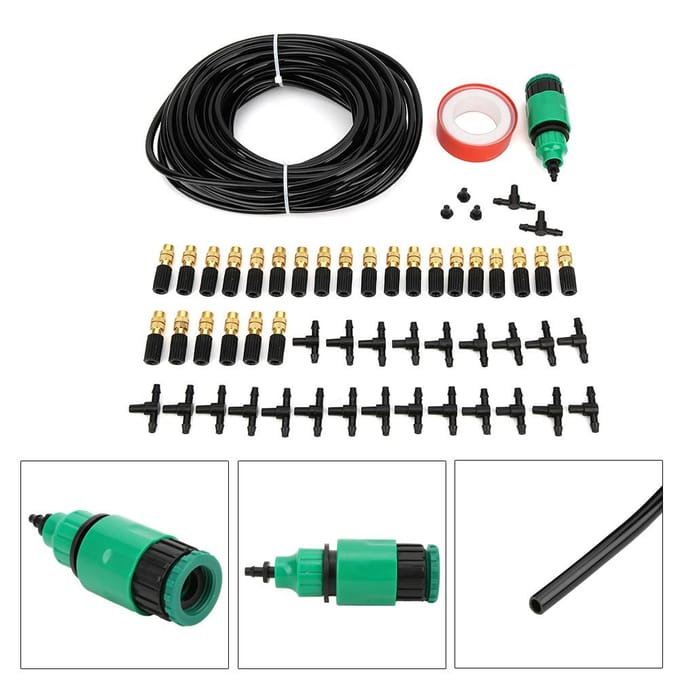 Kit d'arrosage goutte à goutte avec tuyau de 25M Ensemble d'équipement d'irrigation pour Jardin Serre Potager Terrasse Pelouse black