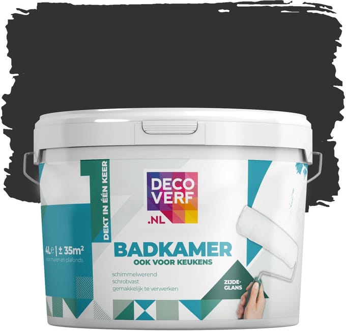 Decoverf badkamerverf nachtzwart, 4L