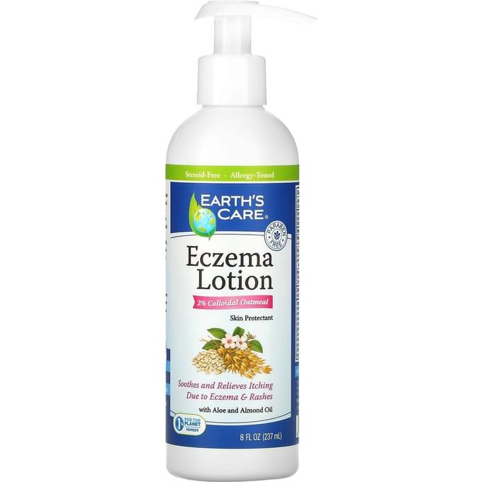 Earth's Care, Lotion pour l'eczéma, 2 % d'avoine colloïdale, 8 fl oz (237ml) white