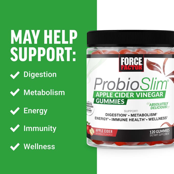 Force Factor, ProbioSlim, Appelazijn Gummies, 120 Stuks