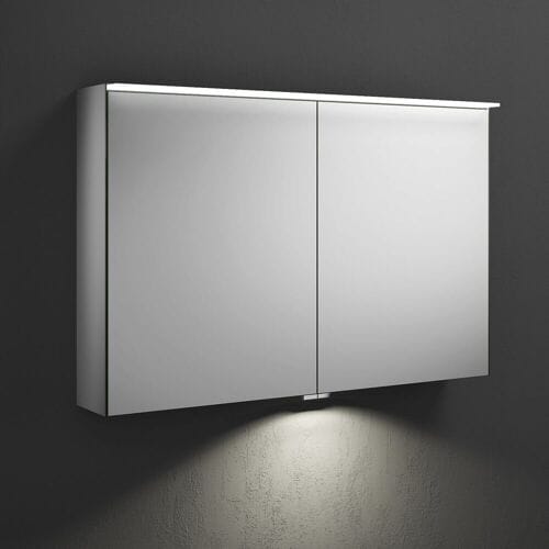 burgbad Fiumo mirror cabinet with horizontal LED lighting 100.6 x 20 x 67, 2 mirror doors SPIZ100-PN491