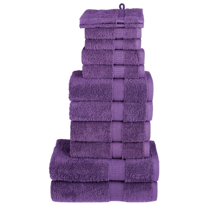vidaXL - 12-delige - Handdoekenset - SOLUND - 600 - g/m² - paars