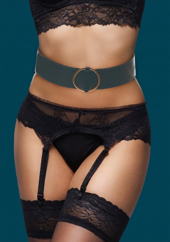 Ouch Halo - Heupriem met bondage ringen - Groen