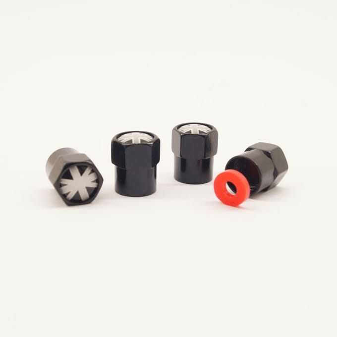 Schrader (auto) ventiel - Zwart Union Jack grijs aluminium met afdichting