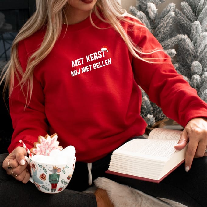 Foute kersttrui- met kerst mij niet bellen- rode sweater- maat S