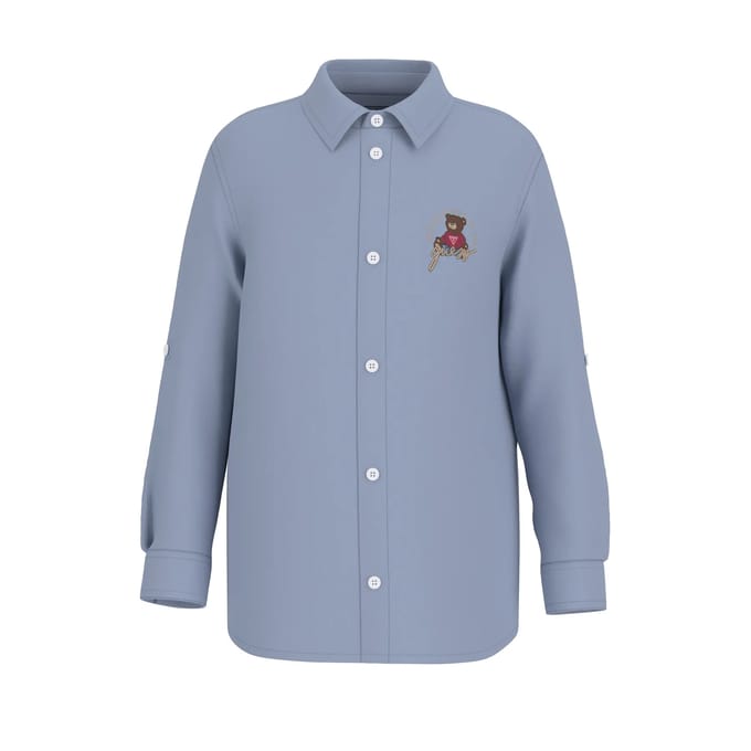 Verstelbare lange mouwen kind shirt Guess Oxford pure white