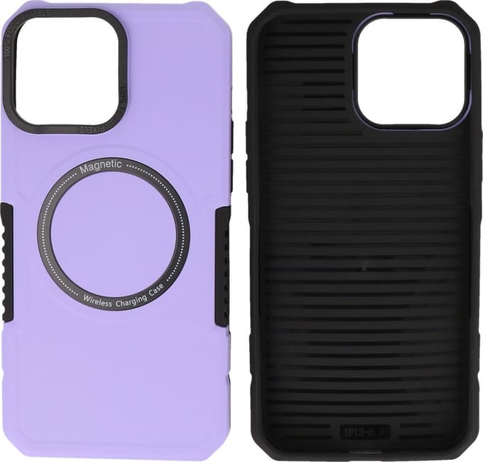 iPhone 13 Pro Max MagSafe Hoesje - Shockproof Back Cover - Paars