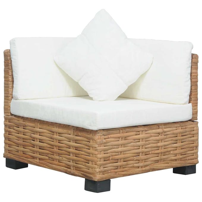 vidaXL - Hoekbank - met - kussens - natuurlijk - rattan
