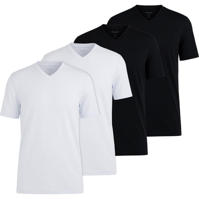 OLYMP T-shirt 4 Pack V Neck T-Shirt Verpakking van 4