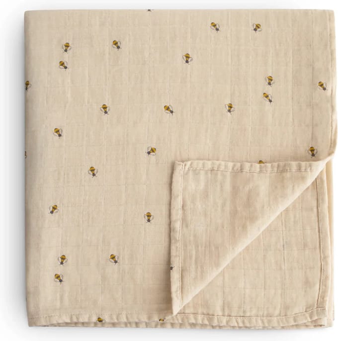 Mushie Hydrofiele Doek XL Swaddle Bijen