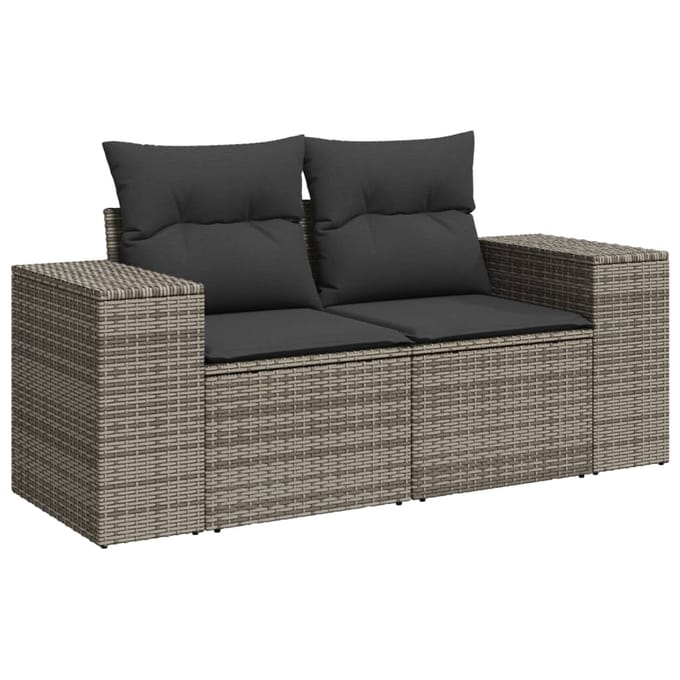 vidaXL - 9-delige - Loungeset - met - kussens - poly - rattan - grijs