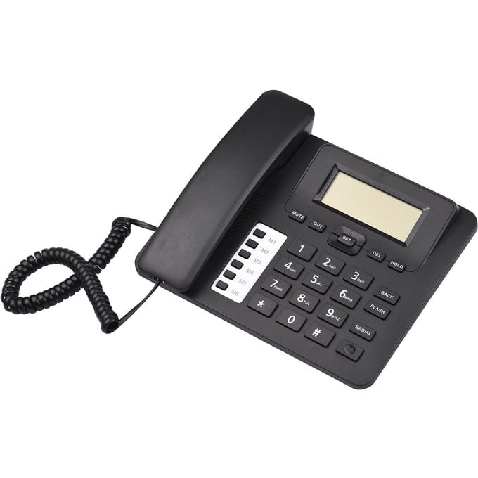 Zwarte vaste telefoon met snoer Bureautelefoon Telefoon DTMF/FSK Dual System Support zwart