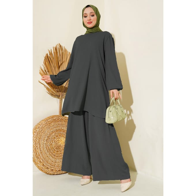 Gelaagde Lange Mouwen Tuniek en Wijd Been Broek Set