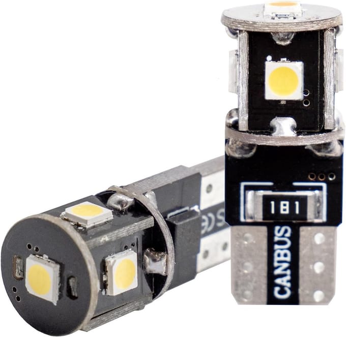 Set van 2 Canbus No-Polarity 5-LED Lampen Superwit Hoog Lichtvermogen