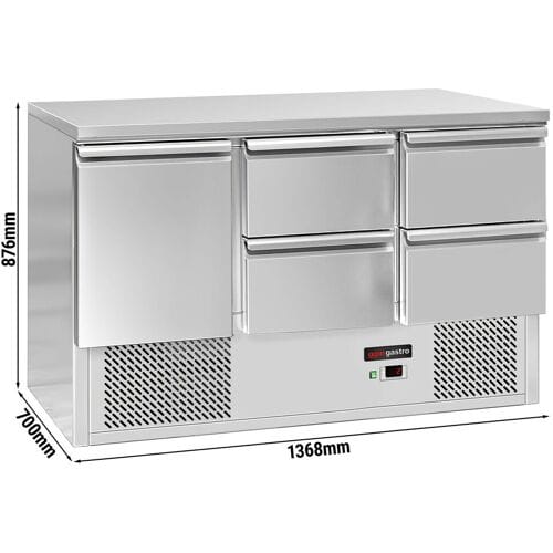 GGM Gastro Kühltisch ECO - 1370x700mm - mit 1 Tür - 4 Schubladen Zilver