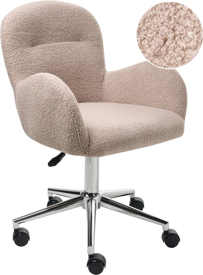 PRIDDY - Bureaustoel - Beige - Bouclé