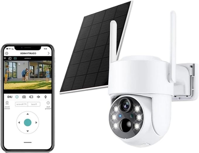 Zonnecamera Wifi Buiten - Beveiligingscamera Dubbele Lens - Huisbewaking Op Afstand - AI Auto Tracking - 3MP - Wit
