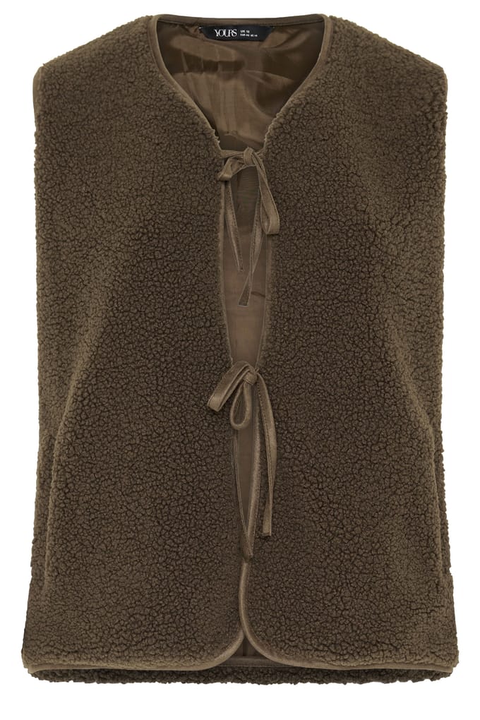 Yours Chocoladebruine Fleece Met Strik Aan De Voorkant Size 50-52