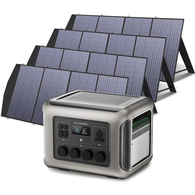 ALLPOWERS Zonnegeneratorset 2500W (R2500-V2 + SP033 200W zonnepaneel) - R2500-V2 + 4 stuks SP033 200W zonnepaneel