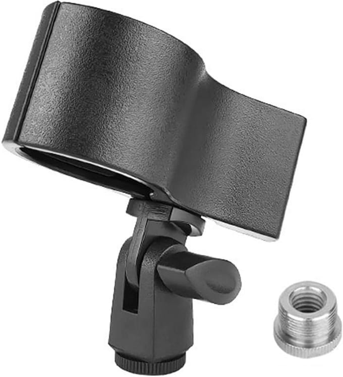 Grote microfoonclip - Microfoonhouder adapter - Muziek opnames - Verstelbare hoek - 32-60 mm - Zwart