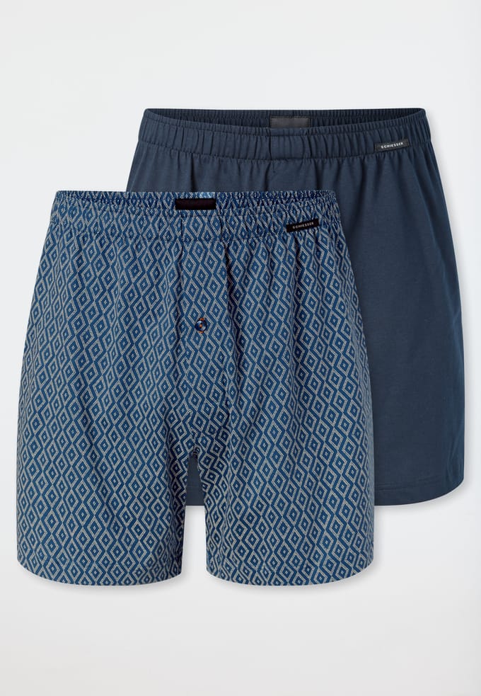 Boxershorts, set van 2, jersey, effen / met patroon - multipack boxershorts 10