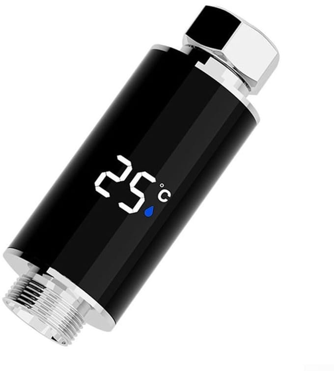 Douche Thermometer - Water Temperatuurmeter - Veilig Baden - Kleurgecodeerde Indicator - 92 mm Lengte - Zwart