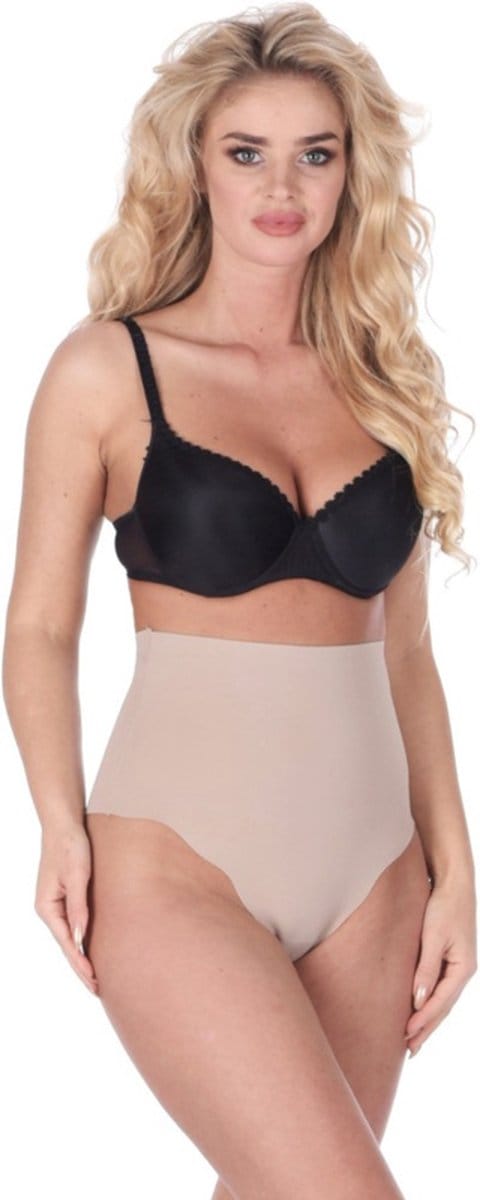 Hoge corrigerende string - string die de buik slanker maakt en de taille vormt - nude (beige) XL/XXL