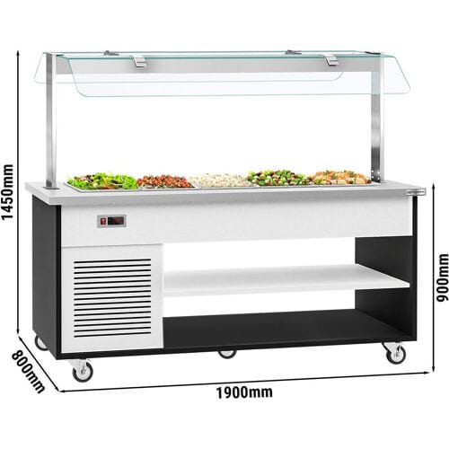 GGM Gastro Buffetwagen kalt DANZIG - 1900mm - für 5x GN 1/1 Zilver / Grijs