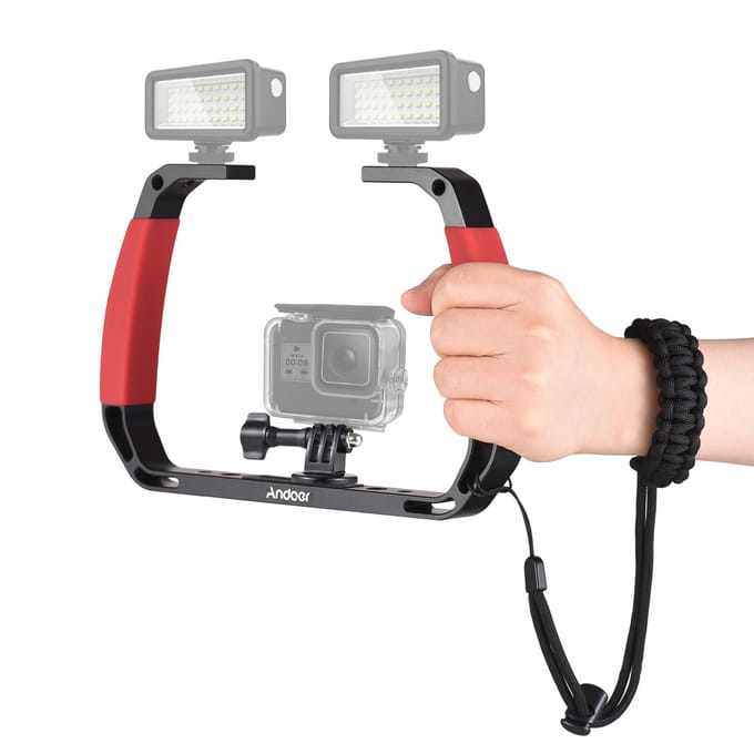 Andoer Sports Camera Sous-Marine Plongée Rig Stabilisateur Portable pour Caméra D'action Cage Plongée Rig avec rouge