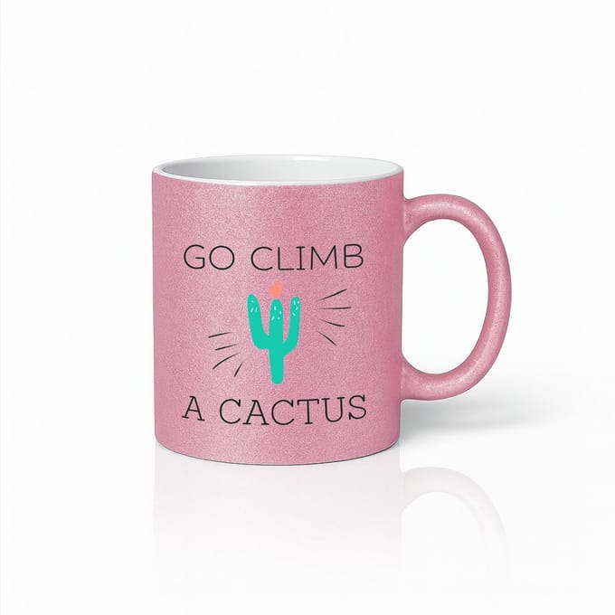 Roze Mok 330ml – “Go Climb a Cactus” Grappige Sarcastische Woestijnhumor Koffiebeker