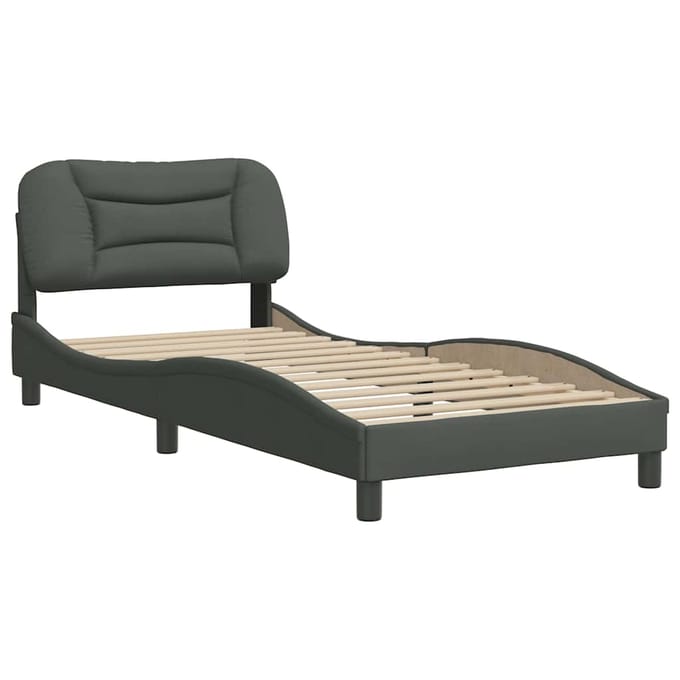 vidaXL - Bedframe - zonder - matras - "Hvar" - 90x200 - cm - stof - donkergrijs