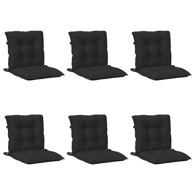 vidaXL - Lage - Rugleuning - Stoelkussens - Set - 6 - st - Polyester - Melange - Zwart