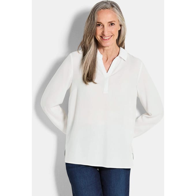 Blouse zonder sluiting van pure viscose - wit - Gr. 44 van Goldner Fashion