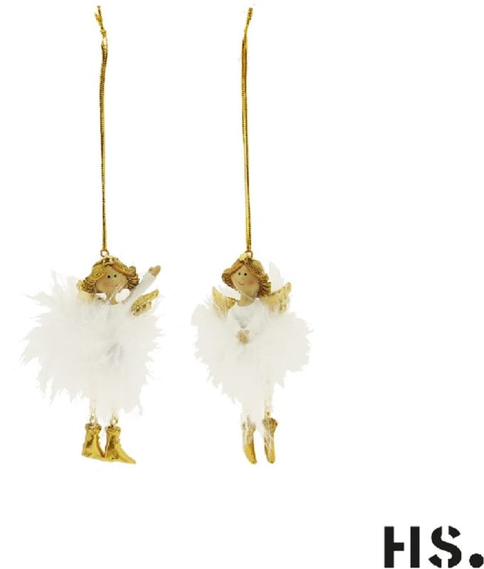 Ornament Margo Wit Goud - Kerstengeltjes - 2 stuks