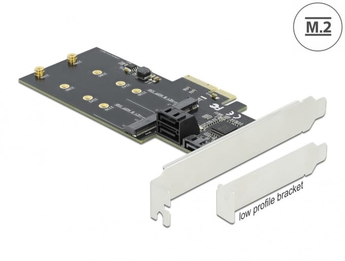 Delock 3 port SATA and 2 slot M.2 Key B PCI Express x4 Card - Low Profile Form Factor