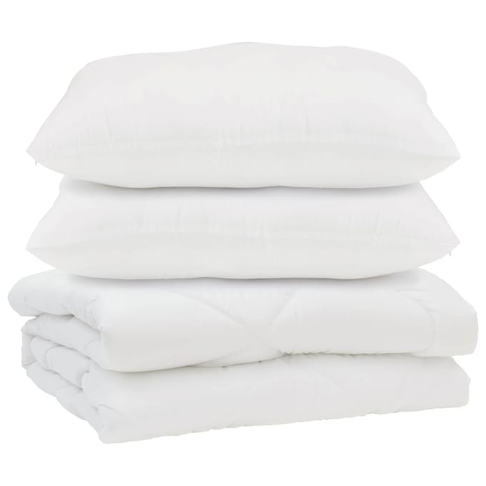 vidaXL - Dekbed - met - kussen - 3 - st - Wit - Microvezel