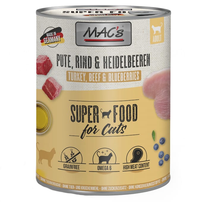 MAC's CAT - blik 6x800g - kalkoen, rundvlees & bosbessen