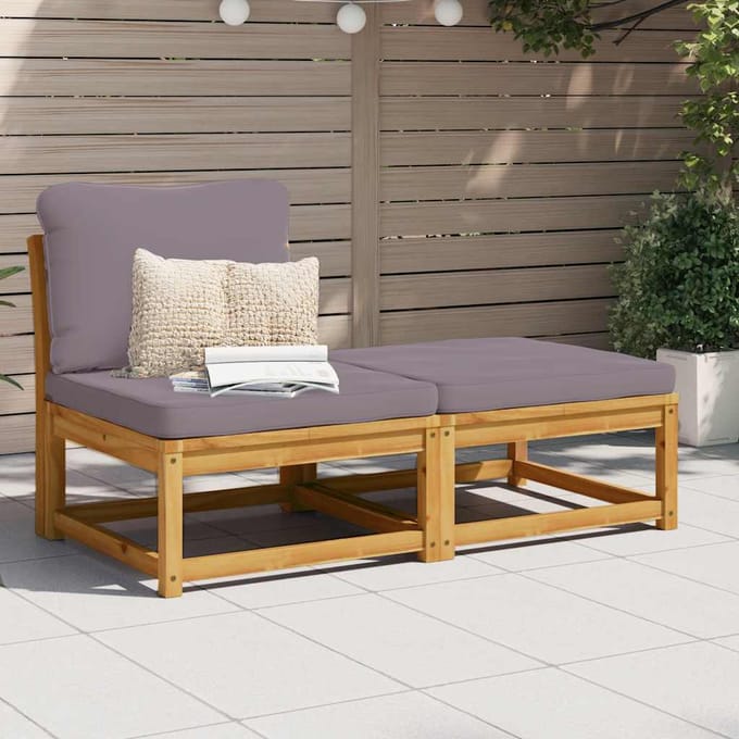 vidaXL - 3-delige - Loungeset - met - kussens - massief - acaciahout