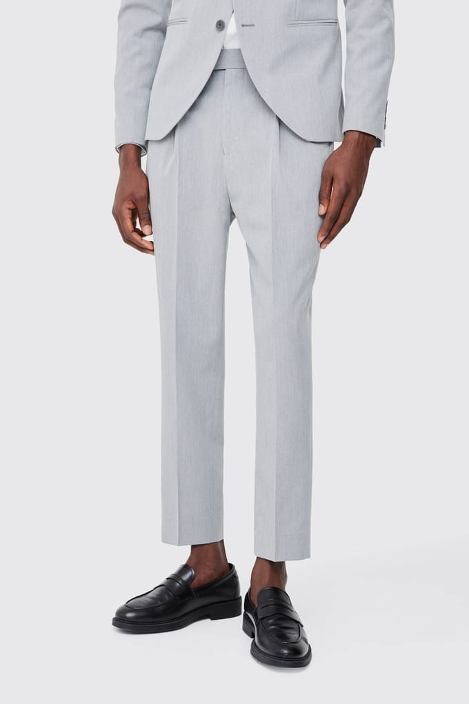 Pantalon met Vaste Taille Hoge Taille Toelopend Kort Gesneden | Grey | Size 36