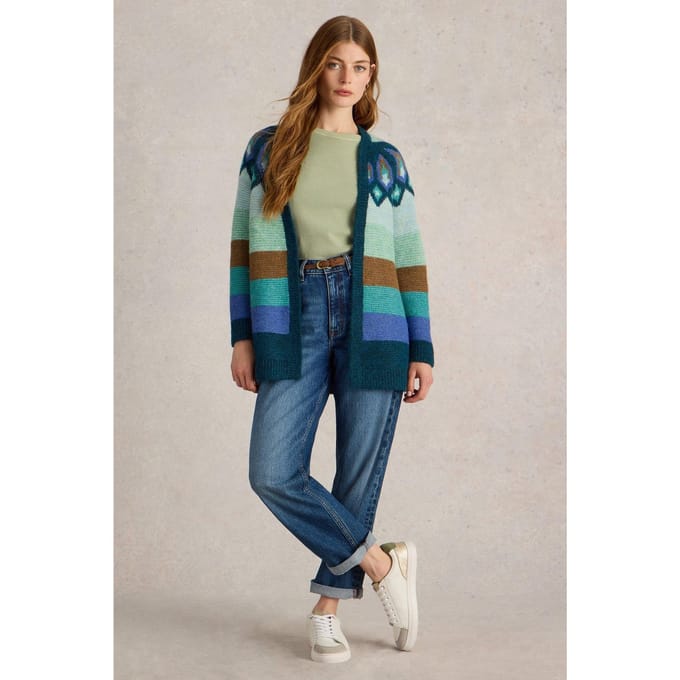White Stuff New York Fairisle Cardi Teal Multi Taglia: S | Giacche Outlet | Donna | Ciano