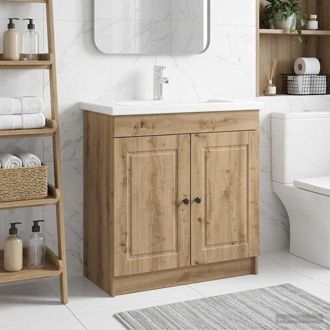 vidaXL - Badkamer - onder - Wastafel - Kast - Artisanaal - eiken